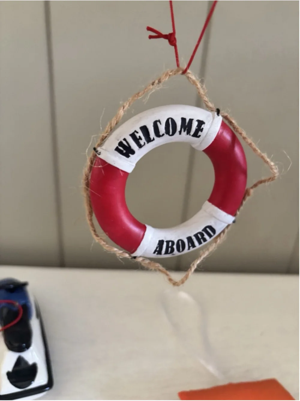 Vtg Nautical Christmas Ornaments / Miniatures Doll Accessories Life Ring Jet Ski